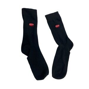 Black Crew Socks With Red Bus Design Embroidery 56i